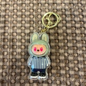 ❤️Blue Pink Black White Mint Green LABUBU Purse Bag charm keychain with Gold